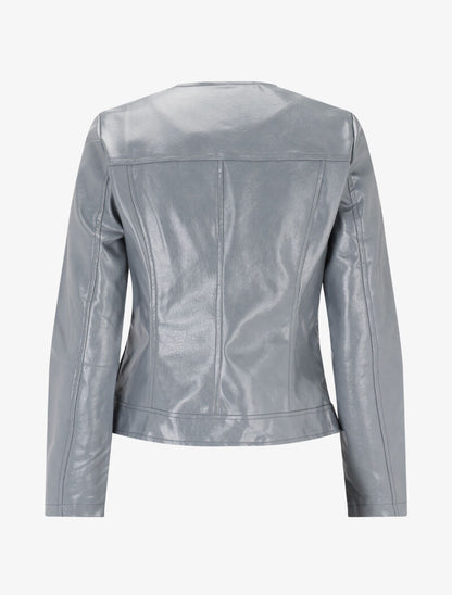 Veste texturée à oeillets contrastants - gris clair - 2