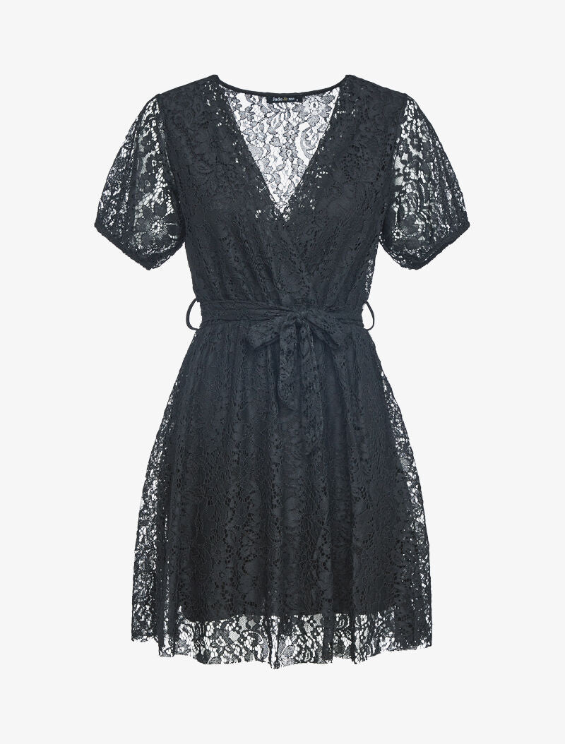Robe patineuse en dentelle - noir - 3