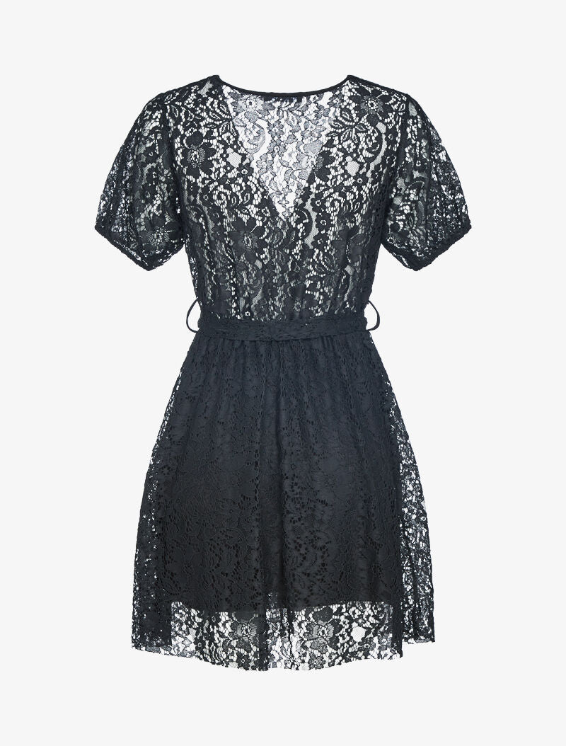 Robe patineuse en dentelle - noir - 2