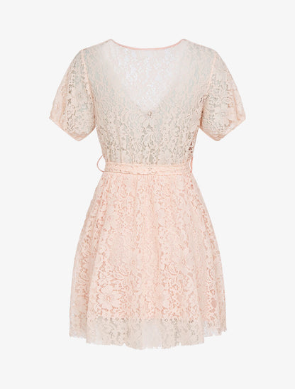 Robe patineuse en dentelle - rose - 2