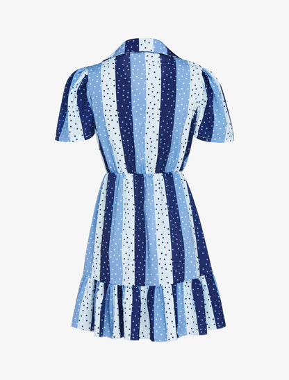 Robe patineuse à imprimés - bleu - 2