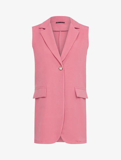 Gilet sans manches à bouton contrastant - rose foncé - 3