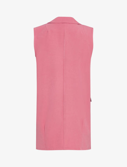 Gilet sans manches à bouton contrastant - rose foncé - 2