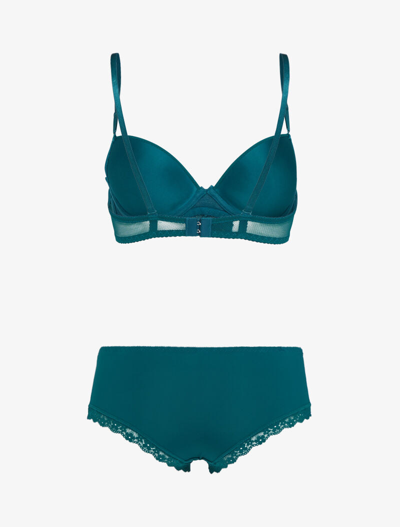 Ensemble emboitant en résille et dentelle - vert - 2