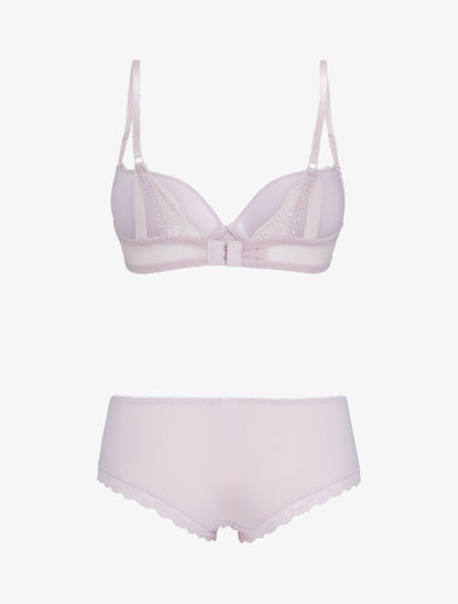 Ensemble push-up en résille et dentelle - rose - 2