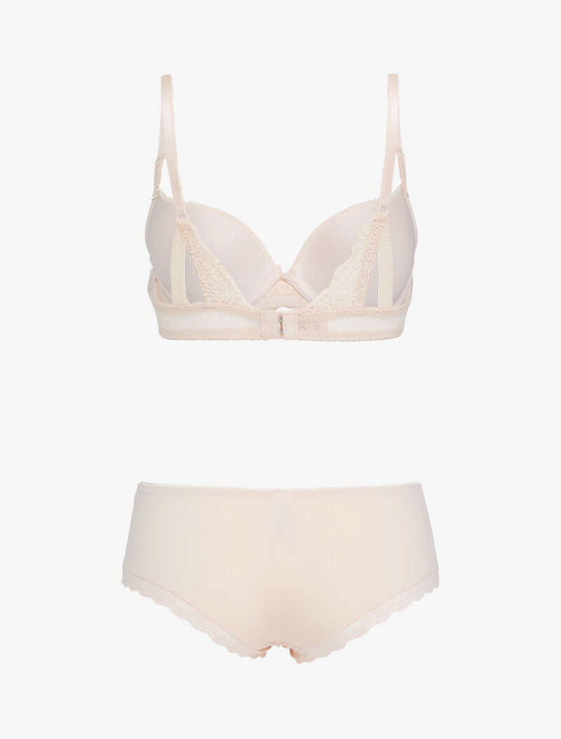 Ensemble push-up en résille et dentelle - nude - 2