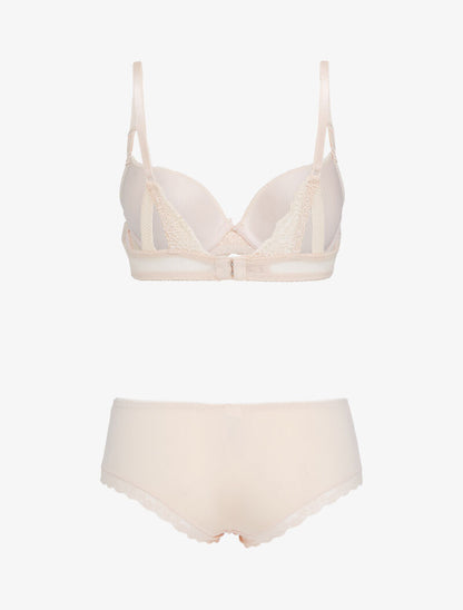 Ensemble push-up en résille et dentelle - nude - 2