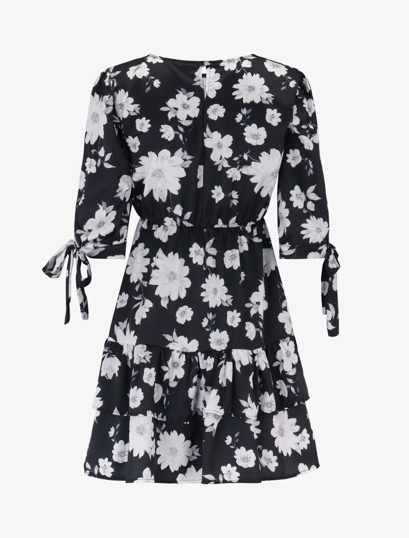 Robe imprimée à rangées de volants - noir - 2