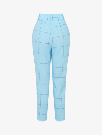 Pantalon à imprimé carreaux - bleu ciel - 2