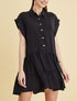 Robe courte coupe carrée style chemise - noir - 1