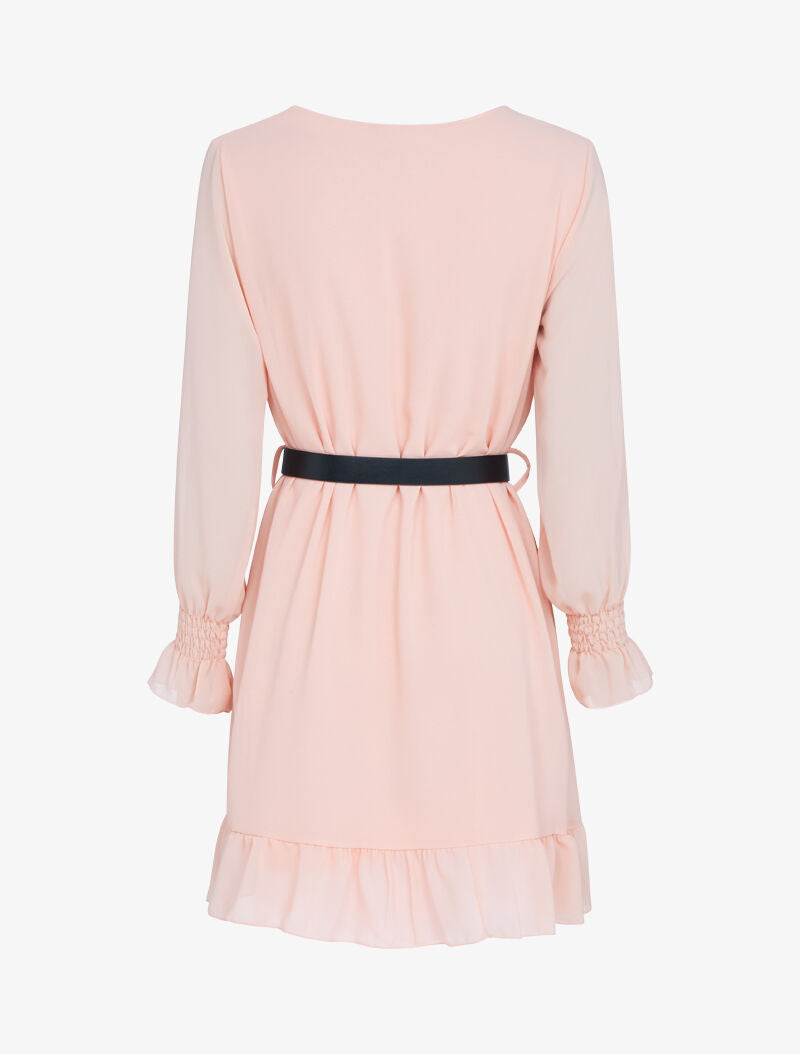 Robe en voile à bords volantés - rose - 2