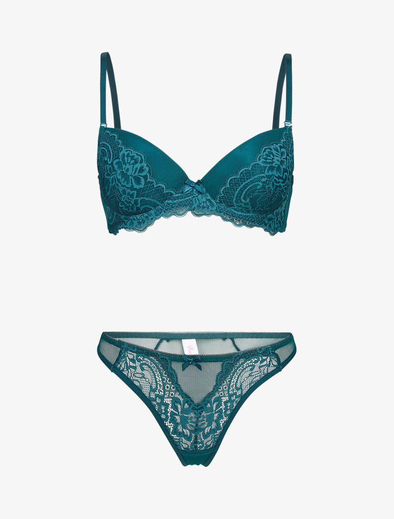 Ensembles en dentelle et résille - bleu canard - 3