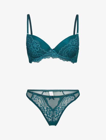 Ensembles en dentelle et résille - bleu canard - 3
