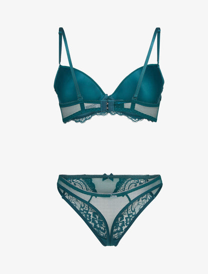 Ensembles en dentelle et résille - bleu canard - 2
