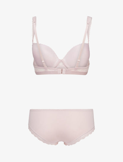 Ensembles à bretelles à bords dentelle et shorty ajouré - rose - 2