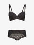 Ensembles à bretelles à bords dentelle et shorty ajouré - noir - 1