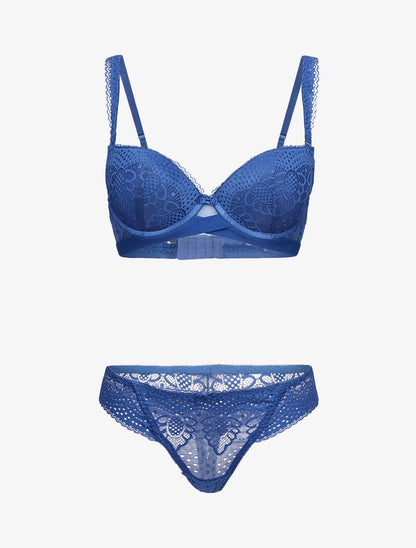 Ensembles à bretelles à bords dentelle - bleu - 1
