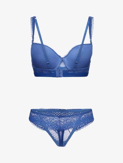Ensembles à bretelles à bords dentelle - bleu - 2