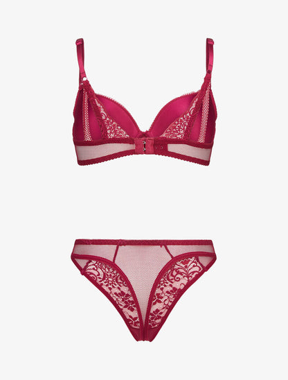 Ensembles à bretelles stylisées en dentelle - cerise - 2