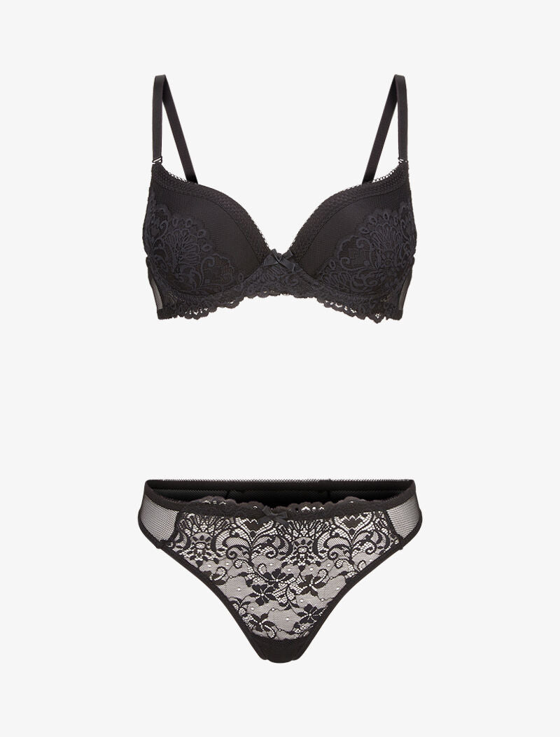Ensembles à bretelles stylisées en dentelle - noir - 1