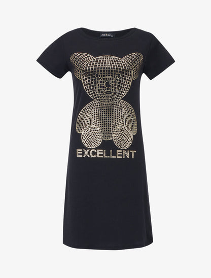 Robe t-shirt à flocage - noir - 1
