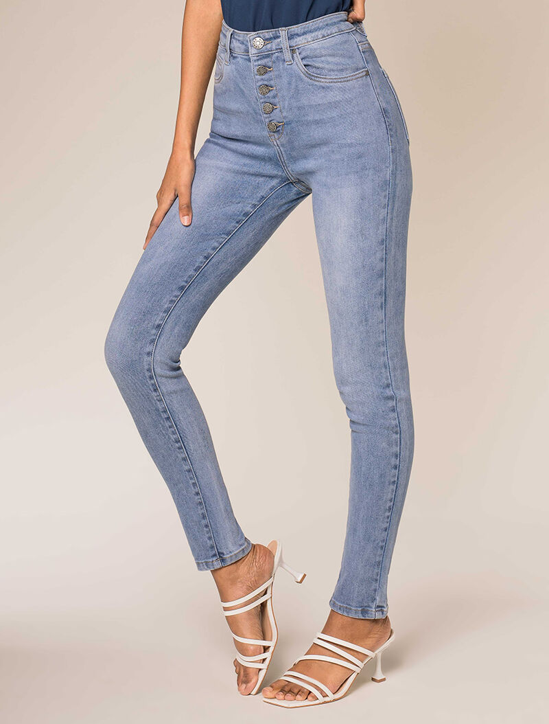 Jean slim délavé - denim clair - 1