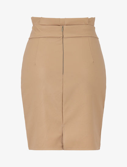 Jupe simili à détail chaîne - beige - 2