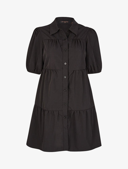 Robe trapèze boutonnée - noir - 1