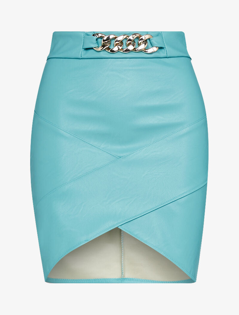 Mini jupe à bords biseautés - turquoise - 1