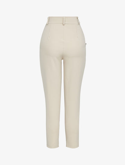 Pantalón 7/8 con botones decorativos - beige