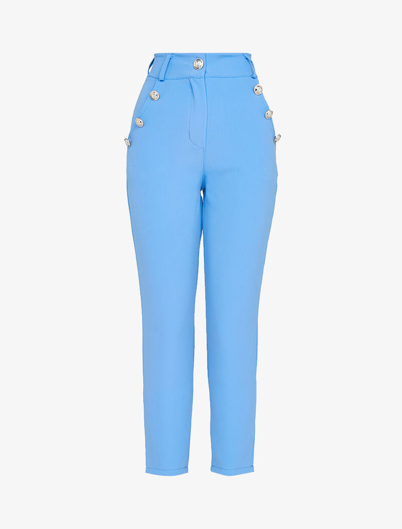 Pantalón 7/8 con botones decorativos - azul cielo