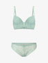 Ensemble en dentelle fleurie - vert amande - 1