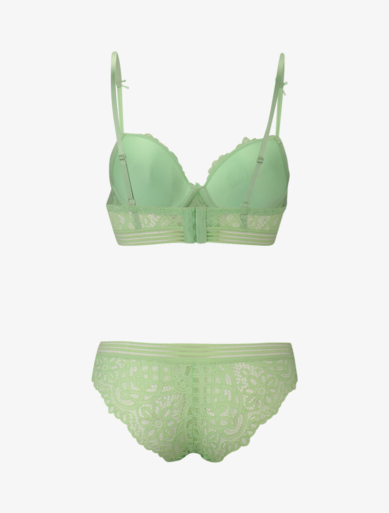 Ensemble en dentelle et à lignes ajourées - vert pomme - 2