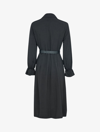 Robe chemise à ceinture simili - noir - 3