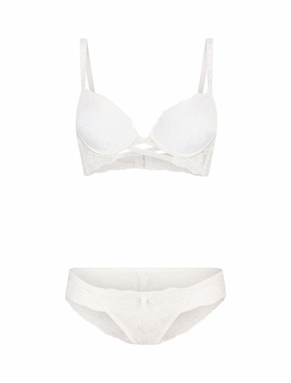 Ensemble en dentelle et à lanières - blanc - 1