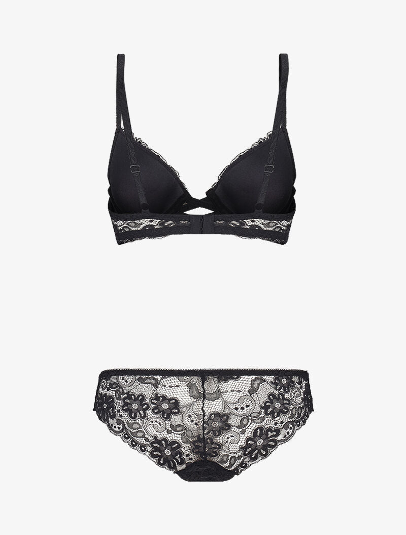 Ensemble en dentelle et à lanières - noir - 2