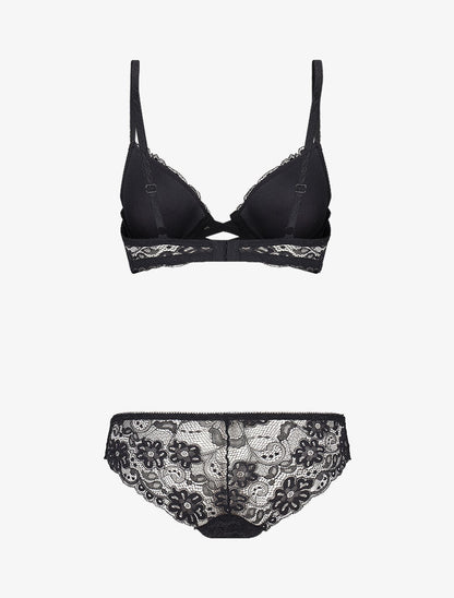 Ensemble en dentelle et à lanières - noir - 2