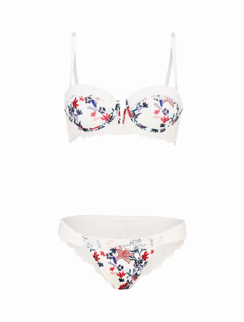 Ensemble imprimé et à dentelle - blanc - 3