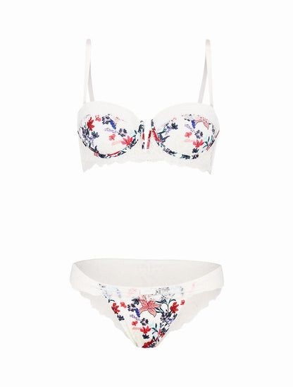 Ensemble imprimé et à dentelle - blanc - 3
