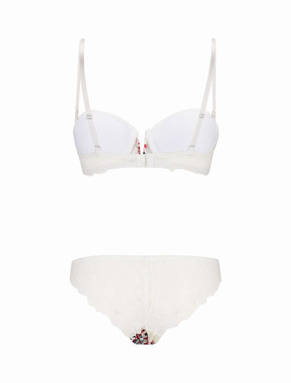 Ensemble imprimé et à dentelle - blanc - 2