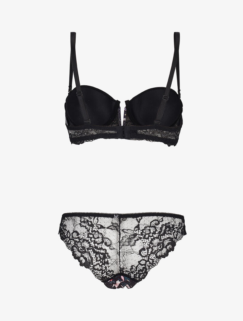 Ensemble imprimé et à dentelle - noir - 2