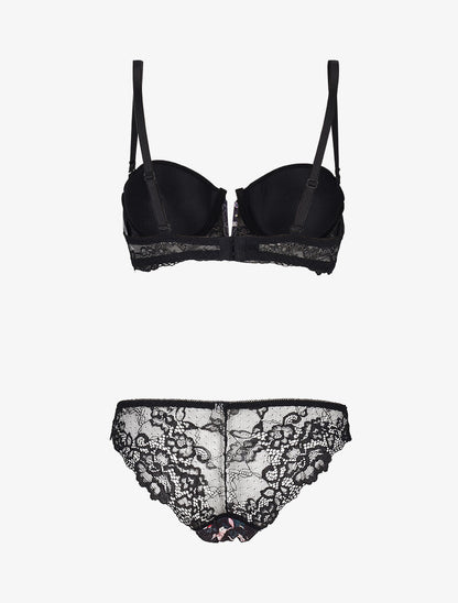 Ensemble imprimé et à dentelle - noir - 2