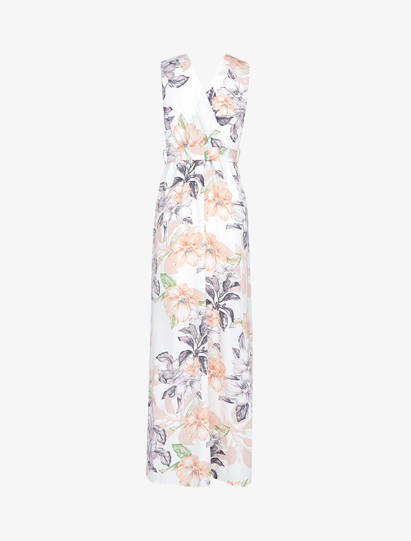 Robe longue à décolleté et dos cache coeur - ecru - 2