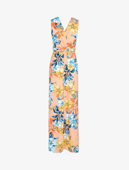 Robe longue à décolleté et dos cache coeur - orange - 2