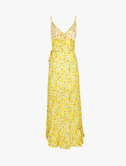 Robe portefeuille longue à imprimé champêtre - jaune - 2