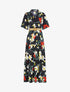 Robe longue à basques imprimé grandes fleurs - noir - 3