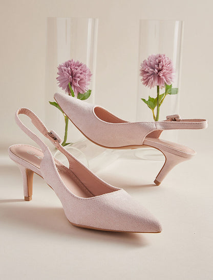 Sandales pailletées à talon kitten heel - beige - 5