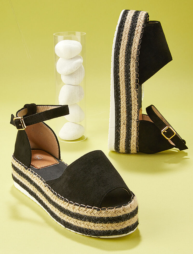 Nu-pieds à plateforme et  bouts ronds ouverts - noir - 5