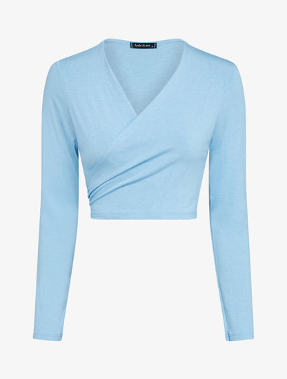 Gilet court à nouer au dos - bleu ciel - 4