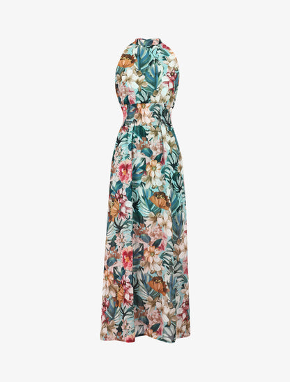 Robe longue ajourée à imprimés - vert menthe - 3